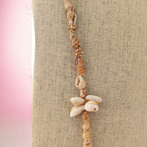 DISCO LEMONADE Vintage Long Natural Cowrie Shell, Puka Shell, Necklace, Lei, 70 - Picture 7 of 14